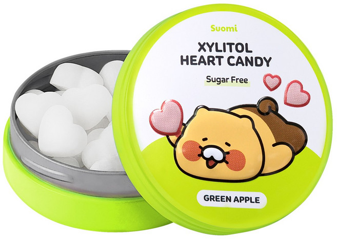 춘식이 자일리톨 하트 캔디 그린애플 핀란드 무설탕 사탕, 1개, 40g