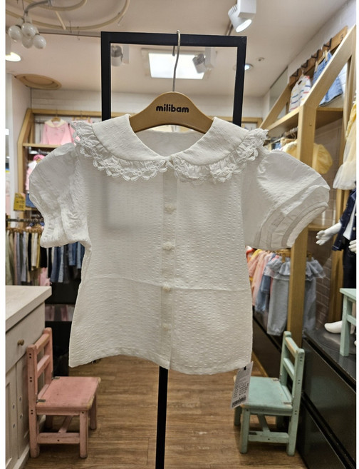 밀리밤[동아쇼핑점] 25여름신상!!@@여아 꾸안꾸~@@깜찍발랄 귀여운 러블리한 블라우스@@여아 데일리@깔끔한 디지인@@러블리우븐블라우스