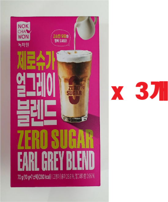 녹차원 제로슈가 얼그레이 블렌드 분말, 10g, 7개입, 3개