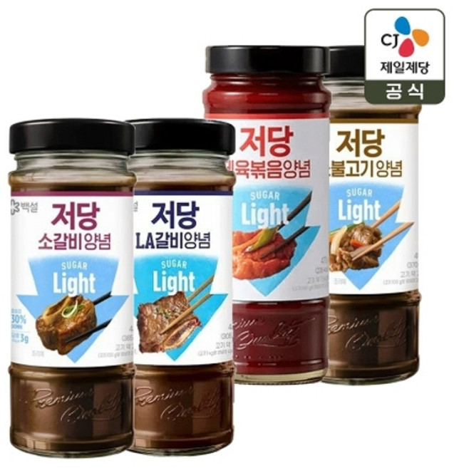 CJ제일제당 백설 저당 양념소스 4종(소갈비+소불고기+제육볶음+LA갈비)