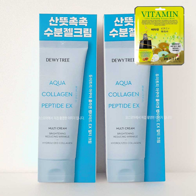 듀이트리 아쿠아 콜라겐 펩타이드 수분 크림 80mL+랜덤마스크팩1매증정, 2개, 80ml