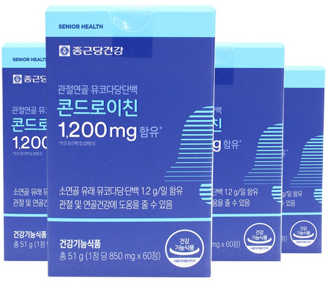 종근당건강 관절연골 뮤코다당단백 콘드로이친, 60정, 4개