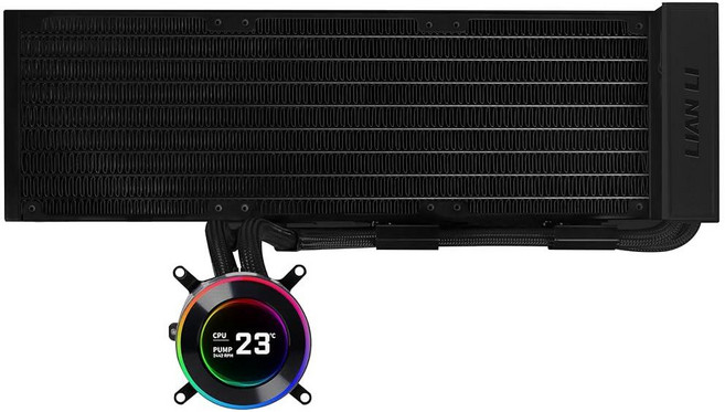 Lian Li Hydroshift II 360 CL ARGB 액체 CPU 쿨러 - 360mm AIO - 3.4인치 IPS LCD 스퀘어 스크린 - 데이지 체인 - 저소음 - 인, W/o Fans - Black