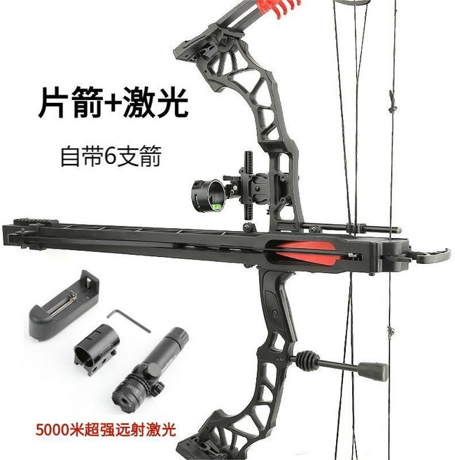 컴파운드 보우 기본형 사냥 개량궁 전문가용 양궁훈련, 칼날화살+레이저+화살6개, 1개