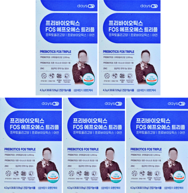 데이즈온 오한진 프리바이오틱스 FOS 에프오에스 트리플 4.3g x 30포, 129g, 5개