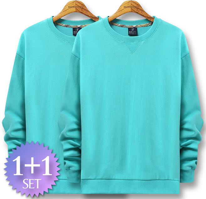 블루포스 엘리논 오버핏 맨투맨 1+1세트 남자 긴팔 티셔츠 남성 빅사이즈 운동복 가을 단체티 커플티 츄리닝