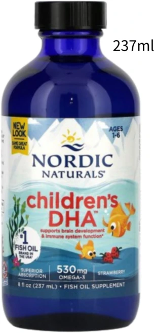노르딕내츄럴스 칠드런스 DHA 어린이 오메가-3 530mg 스트로베리, 1개, 237ml - 쿠팡