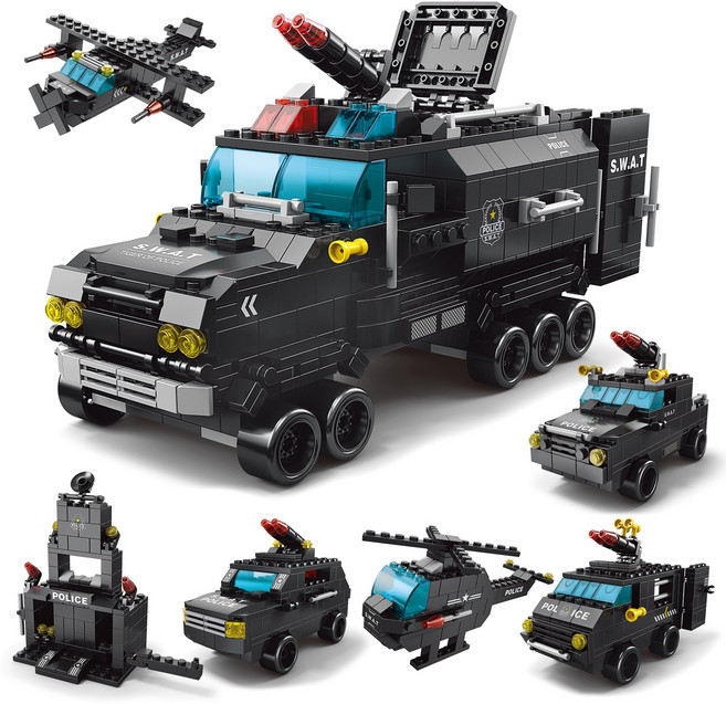 [알꿀밤-호환블럭-팩] E경찰 특공대 차량 세트 팩, 1개