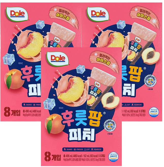 돌 후룻팝 피치 복숭아, 62ml, 24개