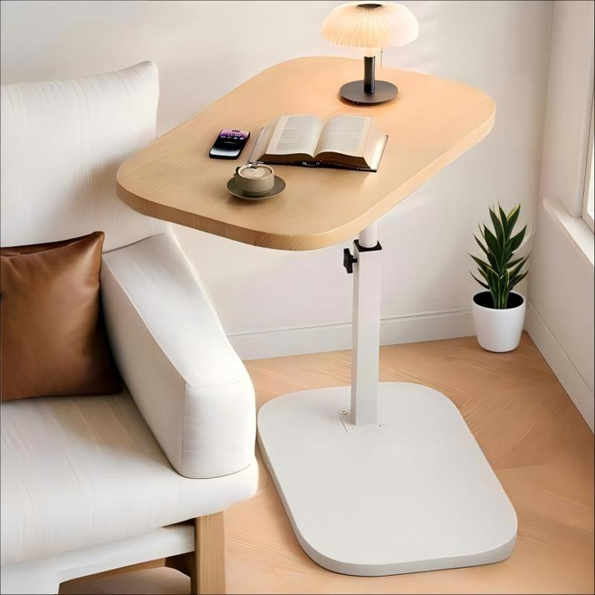 명신 키키 높이조절 소파 책상 협탁 사이드 테이블, 화이트우드