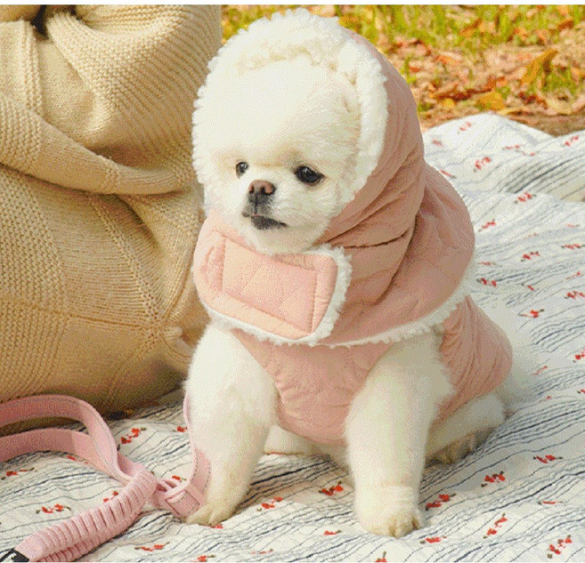 강아지 털모자 귀도리 바라클라바, 핑크 털모자, 1개