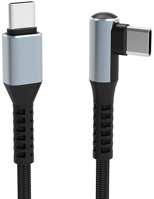 C타입-C타입 90도 커넥터 100W 고속 충전 케이블, 1개, 블랙, 200cm