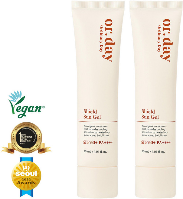 엘리샤코이 올데이 쉴드 선젤 30ml 2개 SPF50+ 유기자차 백탁없이 촉촉한 시원 수분 밀착
