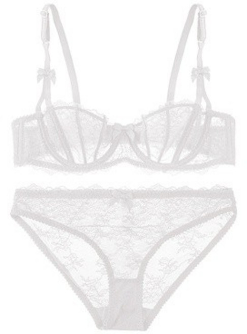 法式超薄杯手工蕾絲性感內衣 睫毛蕾絲半杯胸罩 大尺碼內衣 平胸內衣