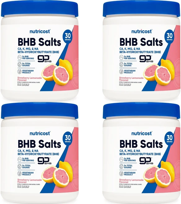 뉴트리코스트 고흡수 BHB 솔트 파우더 딸기레몬에이드, 4개, 267g - 쿠팡