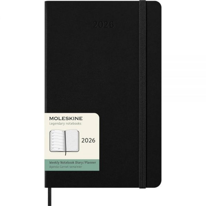 Moleskine 클래식 12개월 2026 주간 플래너 하드 커버 라지(12.7cm x 21cm(5인치 x 8.25인치) 블랙 144페이지