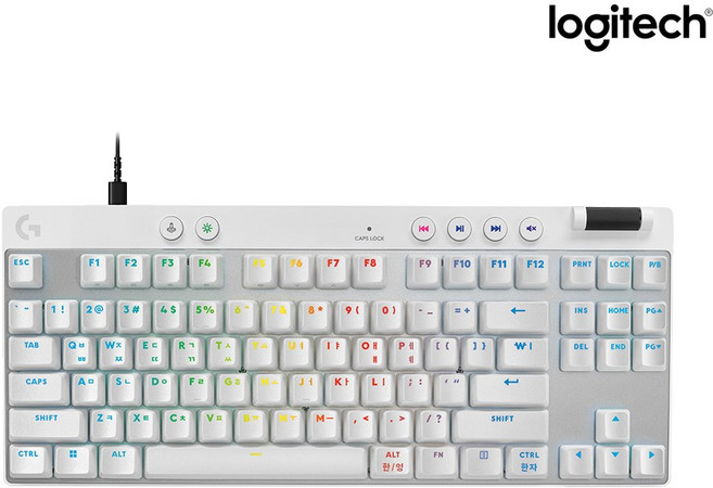 로지텍 PRO X TKL RAPID 래피드 트리거 유선 텐키리스 게이밍 키보드, 화이트, 920-013247, 제조사축