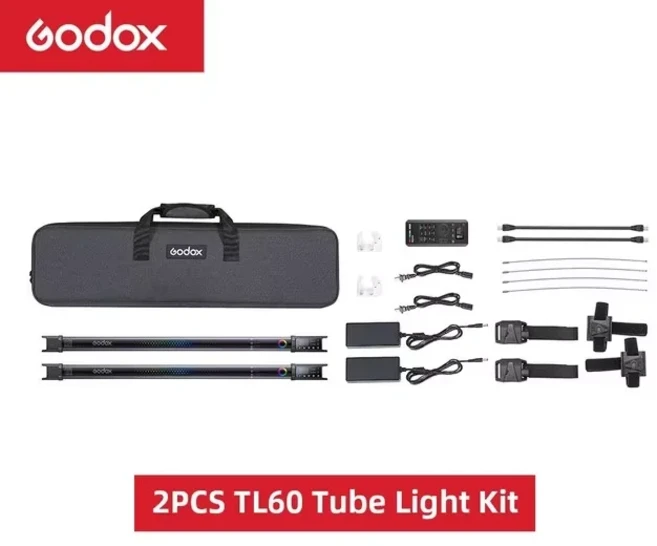 Godox Pavo 튜브 라이트 RGB 컬러 사진 휴대용 스틱 비디오 영화 브이로그용 앱 리모컨 TL60, 01 TL60 2 KIt