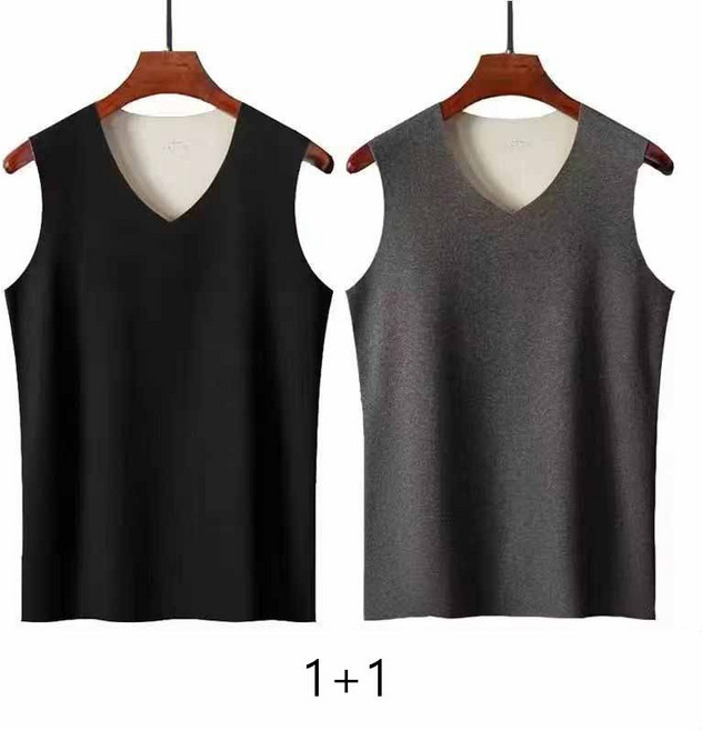 1+1 낭성 기모 나시 상의 V넥 기모 런닝 가을 겨울 통기성 이너웨어 YLP