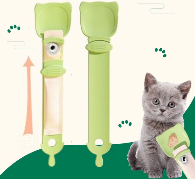 미르비 반려동물 고양이 츄르 스푼 간식 짜개, 2개, 초록