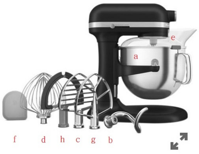 KitchenAid 攪拌機 霧黑色, 8Qt全配包含a-h, 8Qt全配包含a-h
