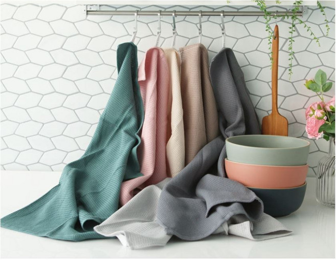 [요리하는남자들] 마샹와플 북유럽풍 주방 수건 타올 키친크로스 순면 소창행주 덮개 행주걸레 6color, 청녹색, 1개