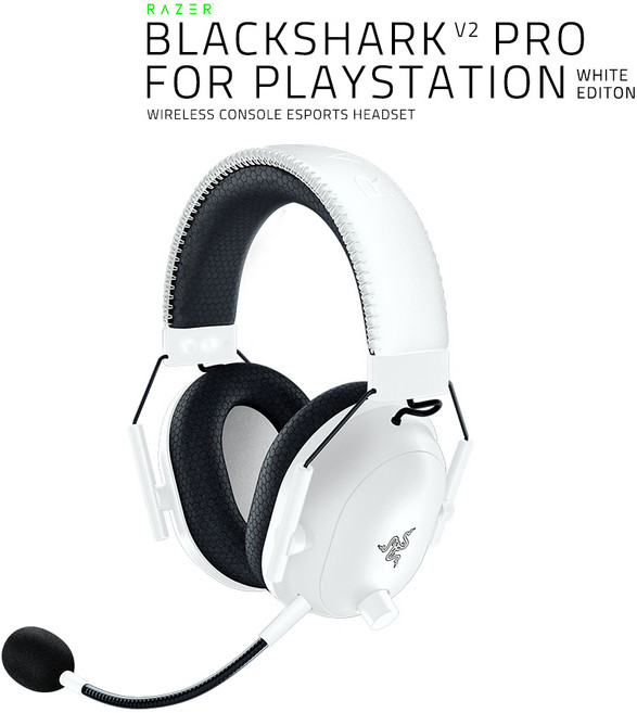 레이저코리아 BlackShark V2 Pro for PS5 공식 라이센스 블랙샤크 V2 프로 PS5/PC겸용 무선 게이밍 헤드셋 플스인증, RZ04-04530500-R3UA, 화이트