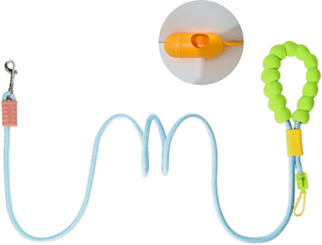 모모앤무무 플러쉬팝 리드줄 폭신한 리드줄 양손프리리드줄, 1개, 라이트 그린
