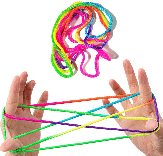 옛날 실뜨기 놀이 줄 무지개색 무매듭 끈 실 캣츠크래들 추억놀이 실내 활동, 1개