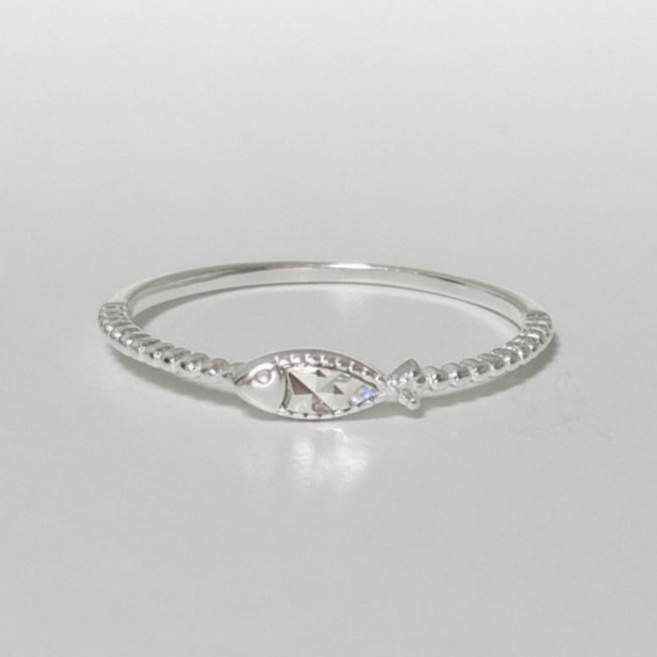 실버925 여성 행운 컷팅 물고기 애끼 은 반지