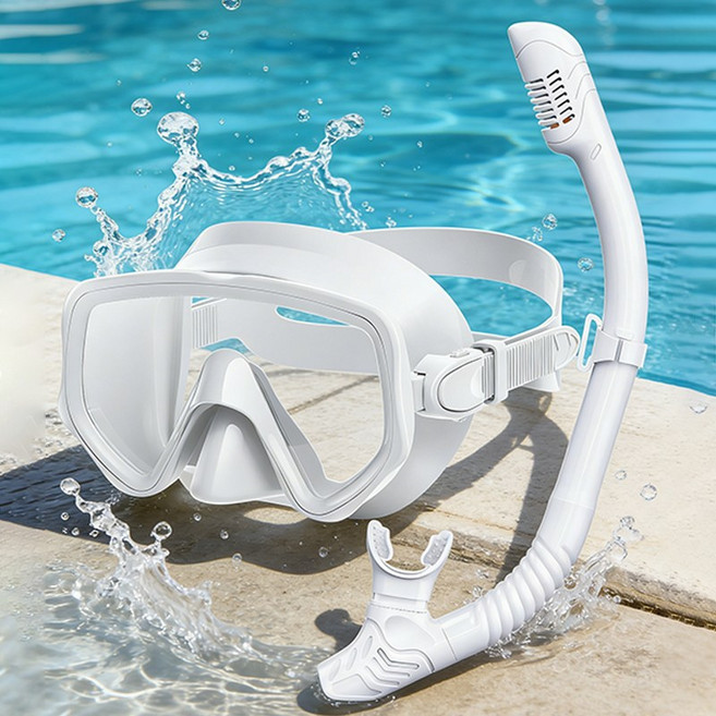 호밍사이 물안경 스노클링 마스크 세트, 화이트