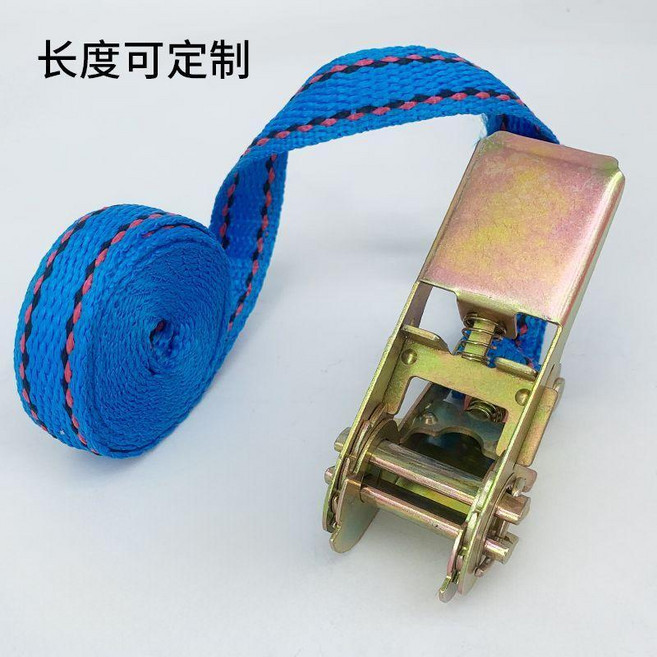 25mm滌綸捆綁器小型棘輪緊繩器捆綁帶籃球框卡帶輪胎固定帶收緊器, 藍色無鉤款整套,2米, 藍色