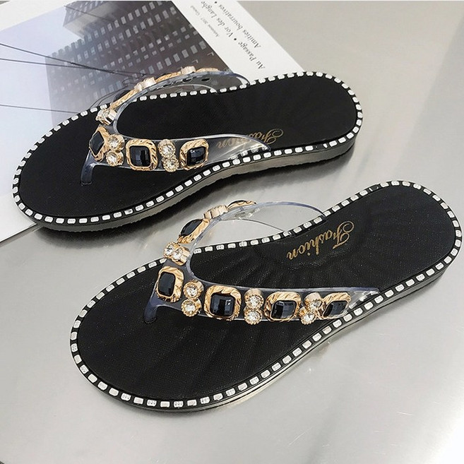 투니스 여성 큐빅 플랫 쪼리 슬리퍼 1.5cm