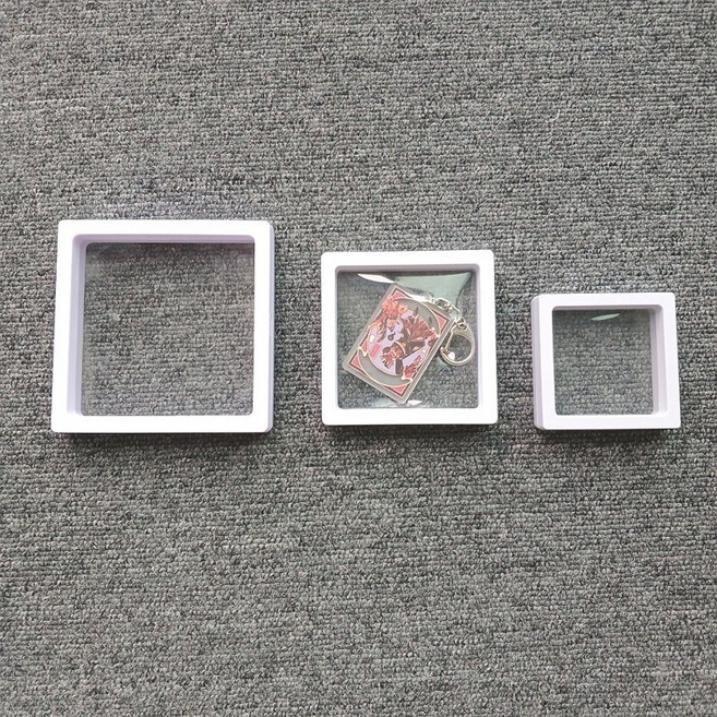 화이트 플로팅 프레임 케이스 디스플레이 3사이즈[아크몰], 1개, 소 7cm×7cm×2cm
