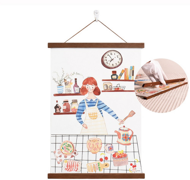 마벨인홈 원목 자석 행잉 프레임 포스터 족자, 1개, 티크