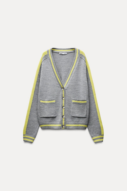 ZARA 자라 파이핑 니트 가디건