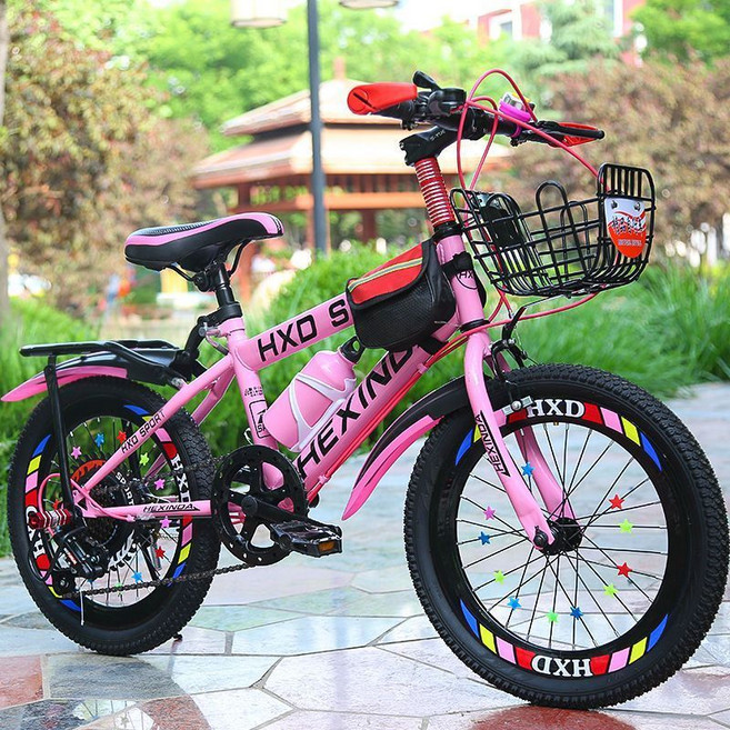 HXD 兒童自行車 變速山地自行車, 1個, 粉色變速+禮包+貨架+車筐24寸適合身高145-165厘米