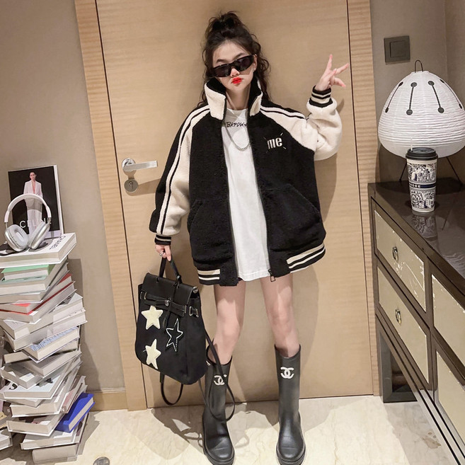 FX0052 여아 키즈 주니어 초등학생 남녀공용 겨울 후리스 뽀글이 기모 보아털 보온 방한 면 코튼 아우터 후드 집업 점퍼 캐주얼 아동복