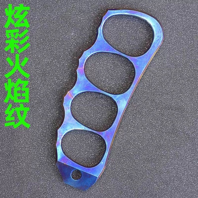 핑거너클 티타늄 합금 자기방어 실버 본품 버클 손가락 핑거, E. 컬러풀한 불꽃 무늬