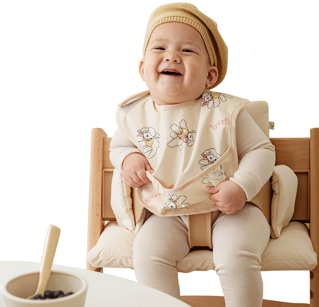 아이주 방수 포켓 턱받이 자기주도이유식 자기주도식 턱받이 신생아 아기 돌 아기 턱받이, 1개, 1개입, 러블리양