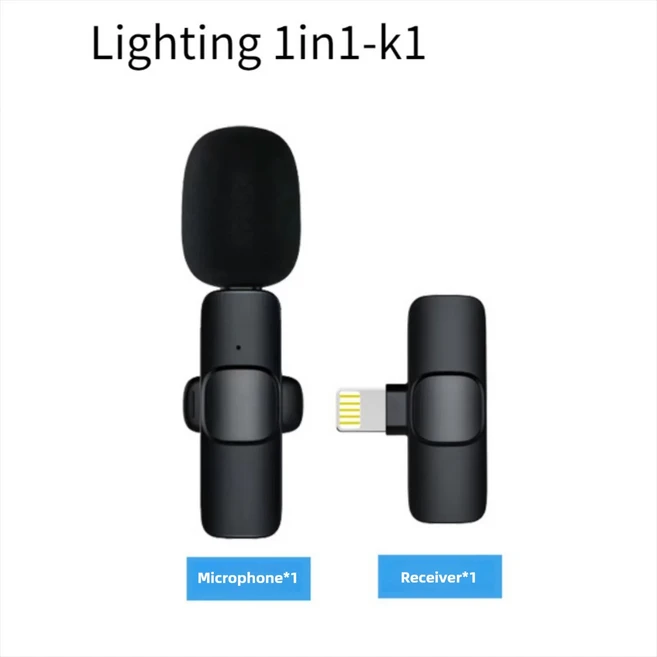 클립이 있는 2.4G 무선 라펠 마이크 USB Type-C 커넥터 스트리밍 단방향 극성 패턴용 소음 제거 마이크, 04 Lighting 1in1-k1