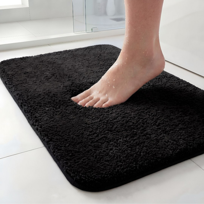 제이에스맘 욕실 화장실 호텔 빨아쓰는 먼지 없는 주방 발매트, 블랙