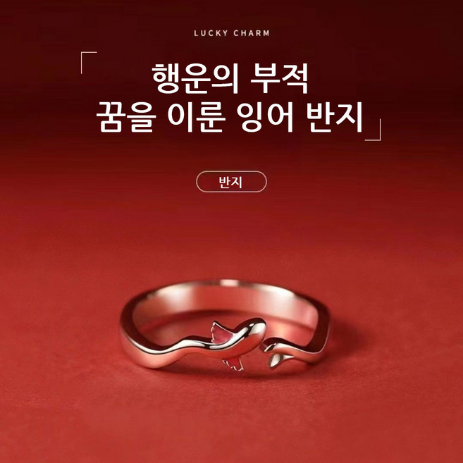 행운의 부적 꿈을 이룬 잉어 반지 프리사이즈