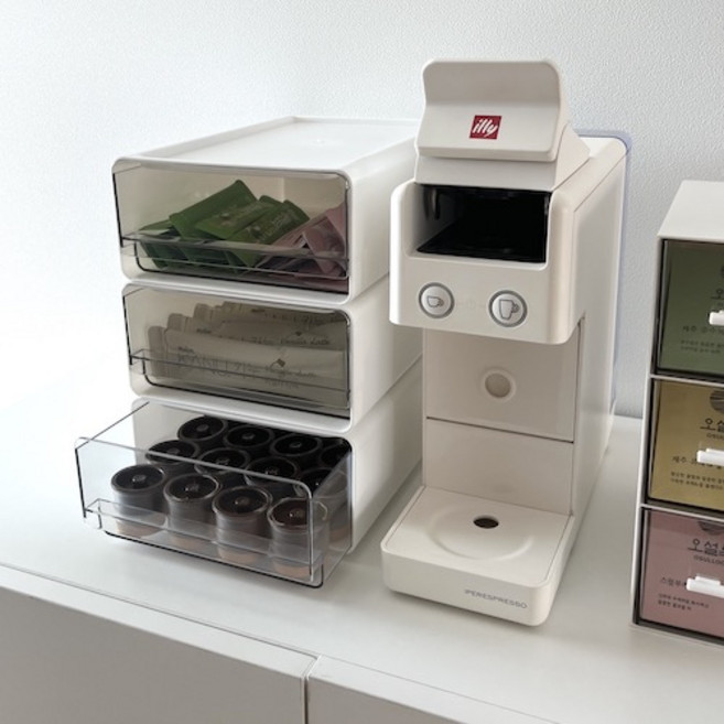 오베르 팬트리정리함 커피정리함 티백 보관함 탕비실 약통 펜트리 팬트리수납함 정리함 라면, 대형, 1개