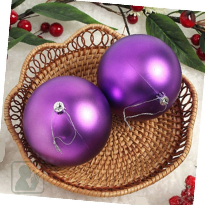 루다스 겨울장식 크리스마스 오너먼트 퍼플 무광볼 10cm 2P