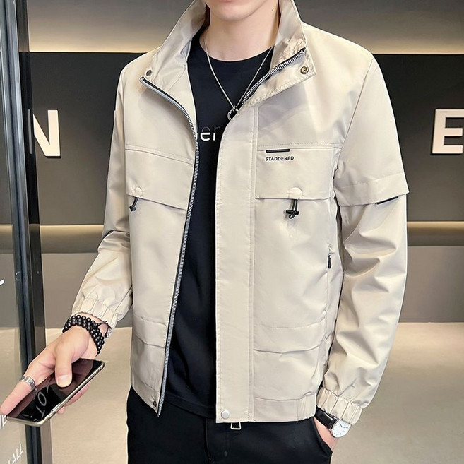 중년 남자 자켓 캐주얼 차이나넥 재킷 얇은 카고 자켓 빅사이즈 봄 가을 중장년 남성 긴소매 아우터 CJJ