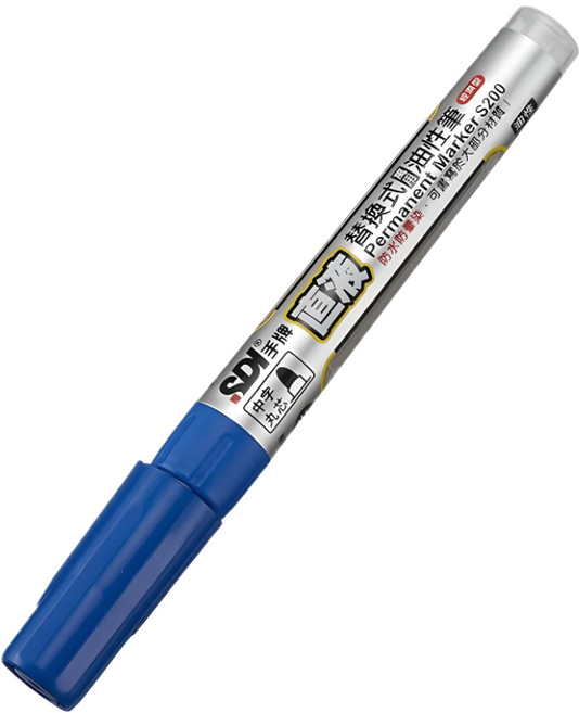 SDI 手牌 萬用油性筆 直液替換 1.0筆頭, S200 油性筆【藍色】, 12個裝