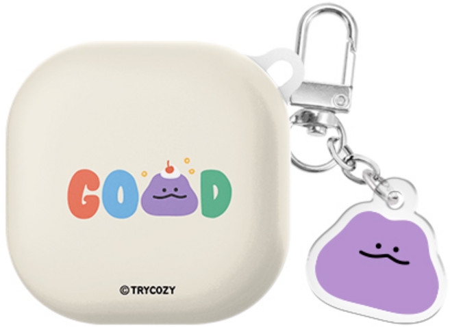 말랑말랑 키치 레터링 버즈라이브/버즈3/버즈3프로 하드 케이스 +아크릴 키링 세트, 굿, 버즈라이브(공용)