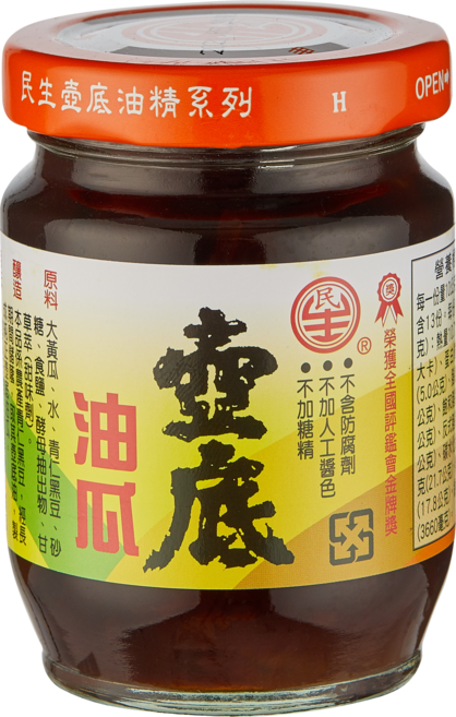 民生壺底油瓜(蔭瓜) 古法釀造 不含防腐劑與人工色素 台灣傳統美食。, 130g, 1個