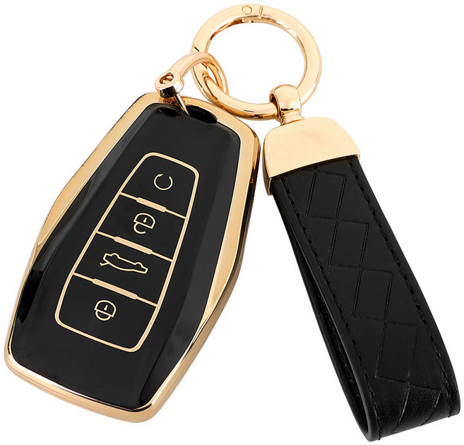 엠디글로벌 르노 그랑 콜레오스 키케이스 TPU 호환 + 가죽스트랩 르노C타입, 블랙